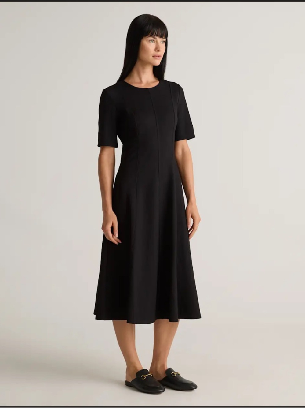 Quince Ultra-Stretch Ponte Short Sleeve Midi Dress